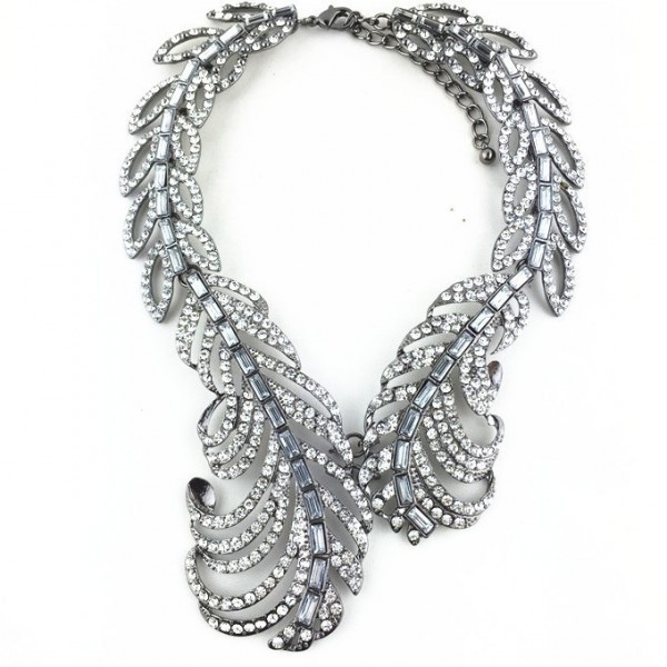  Crystal Clear Laurel Choker Bib Necklace